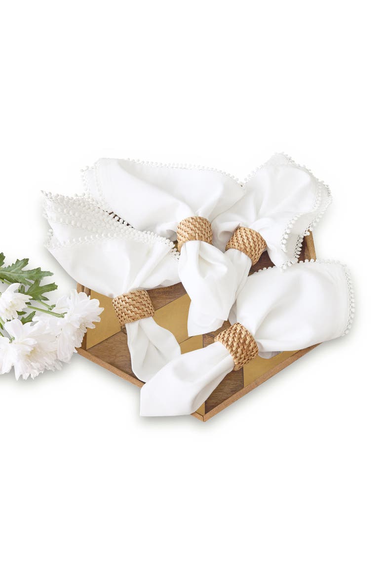 Linen Dinner Napkins Set of 4, 20 x 20 Inch for Dining Table, Holiday and Everyday Table Decor - Maddie, Main, color, White