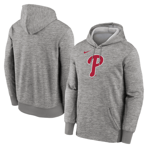 Men's Nike Heather Gray Philadelphia Phillies Primary Logo Therma Hoodie
