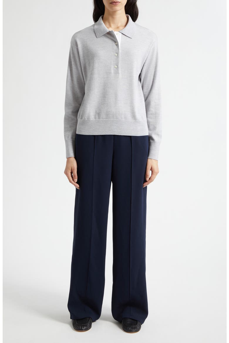 Polo Wool Blend Sweater, Alternate, color, HEATHER GREY/ OFF WHITE