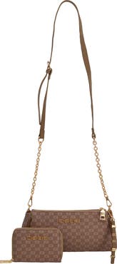 bebe Adela Monogram Crossbody Baguette with Wallet