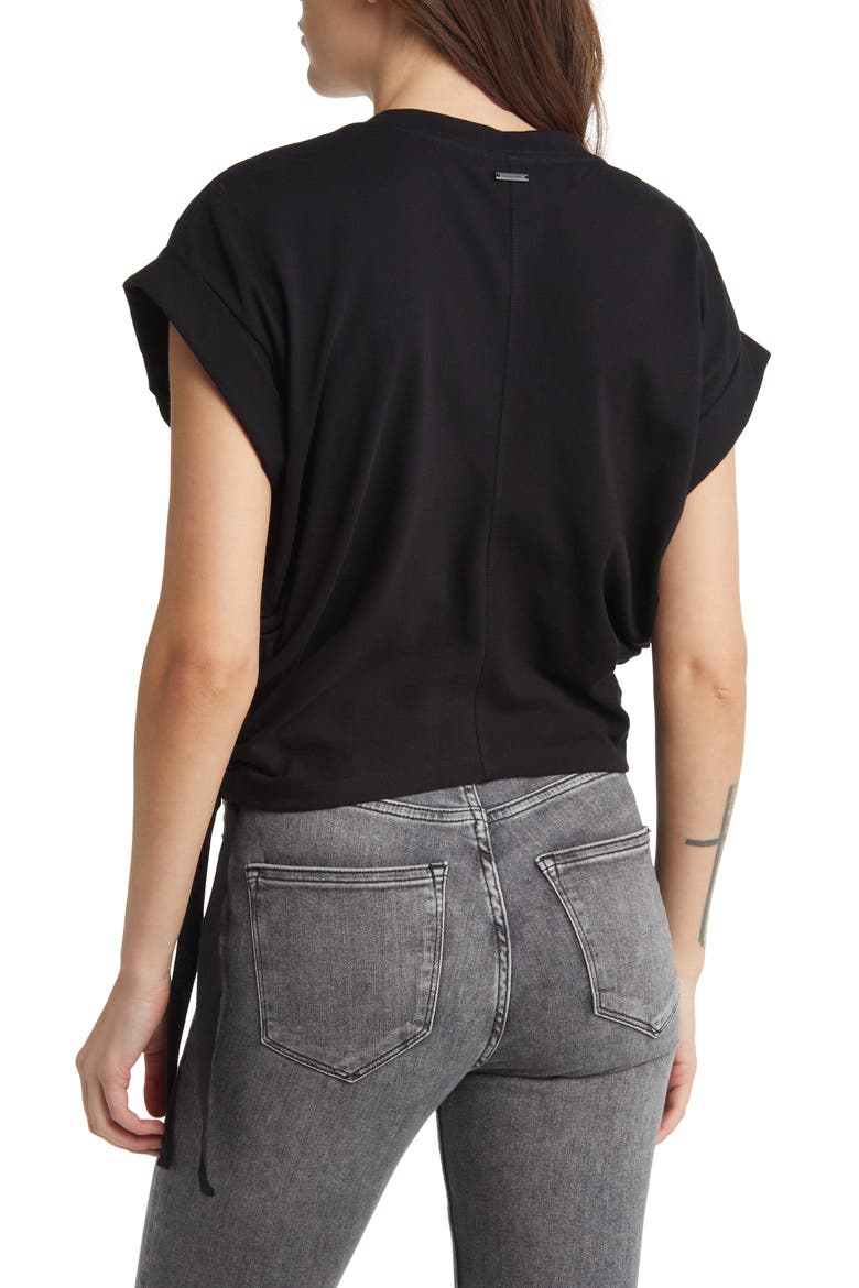 Mira Side Ruched Cotton Crop Top, Alternate, color, BLACK