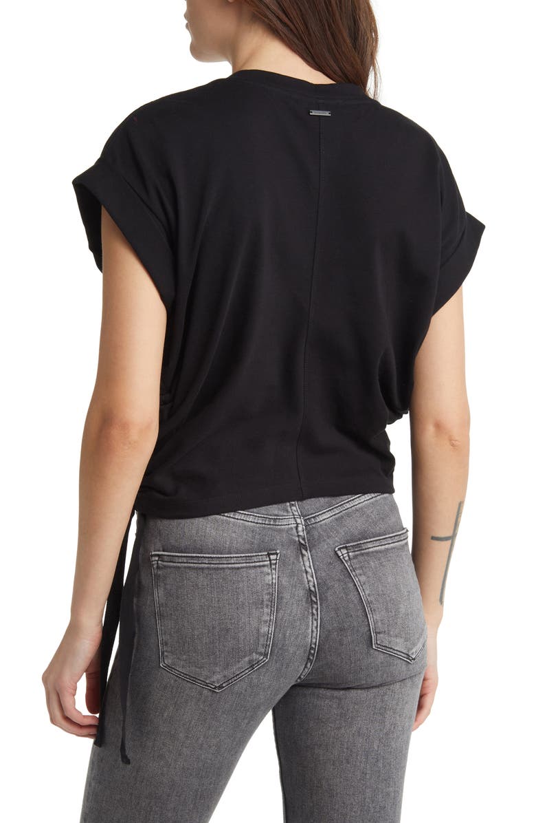 AllSaints Mira Side Ruched Cotton Crop Top, Alternate, color,
