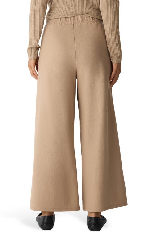 Eileen Fisher High Waist Wool Wide Leg Pants In Brown