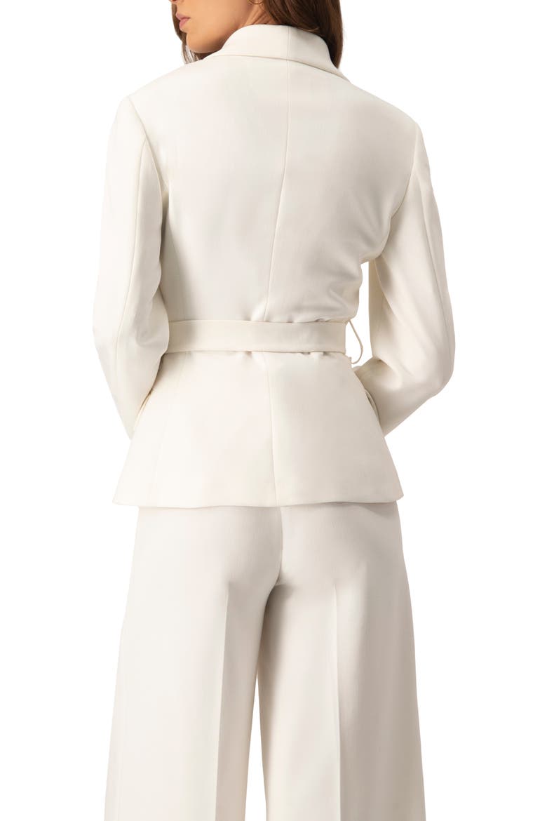 Tailored Belted Blazer in Natural White, Alternate, color, Natural
