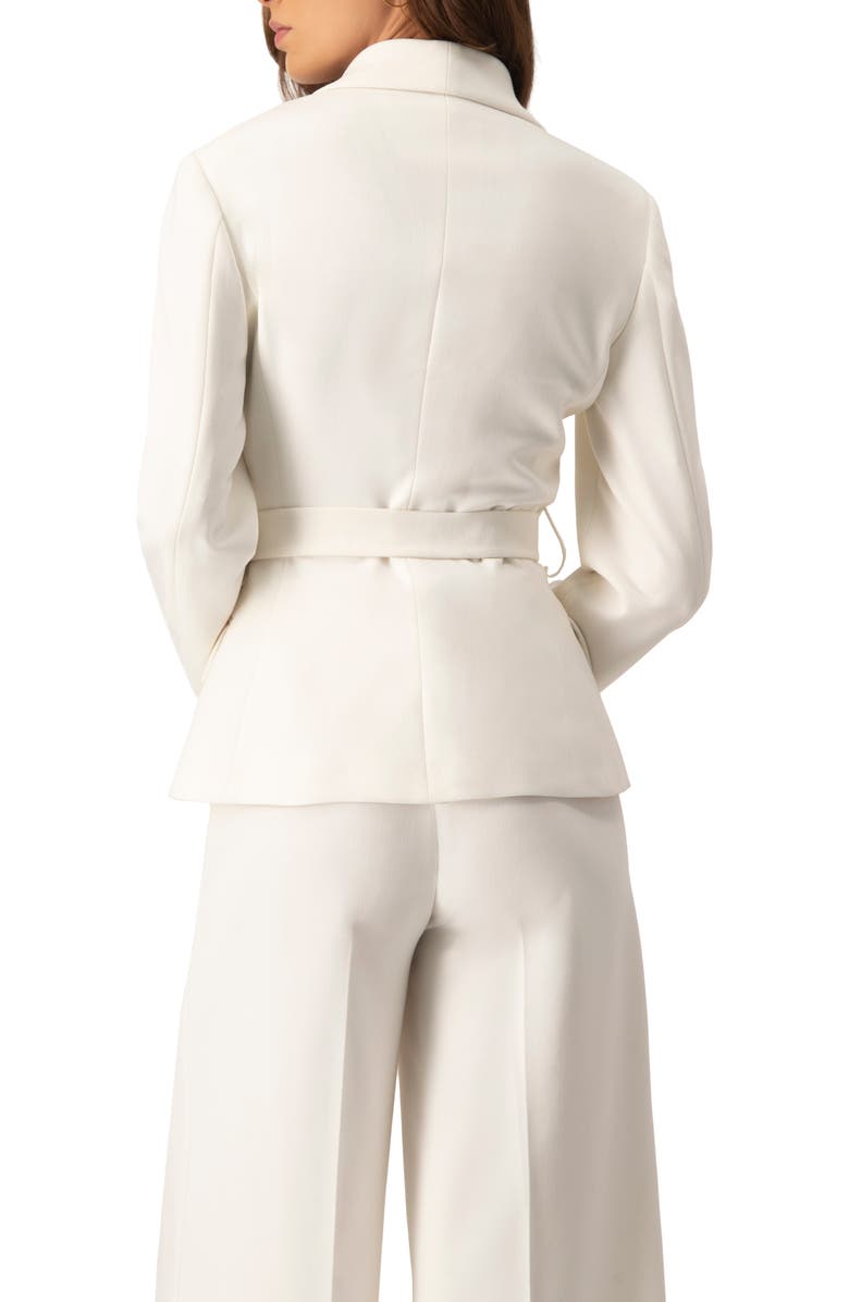 IVONNE Tailored Belted Blazer in Natural White, Alternate, color, Natural