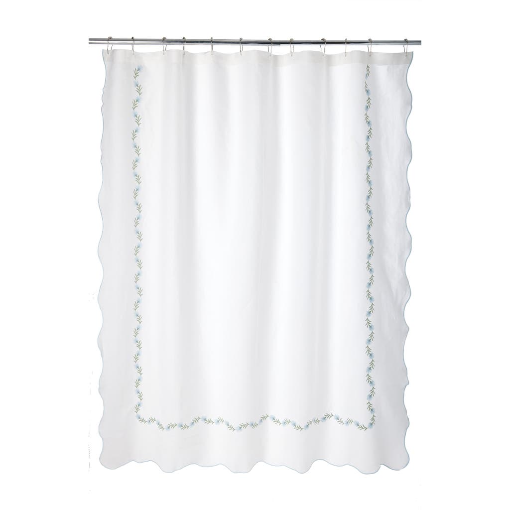 Matouk Daphne Linen Shower Curtain In Bluebell