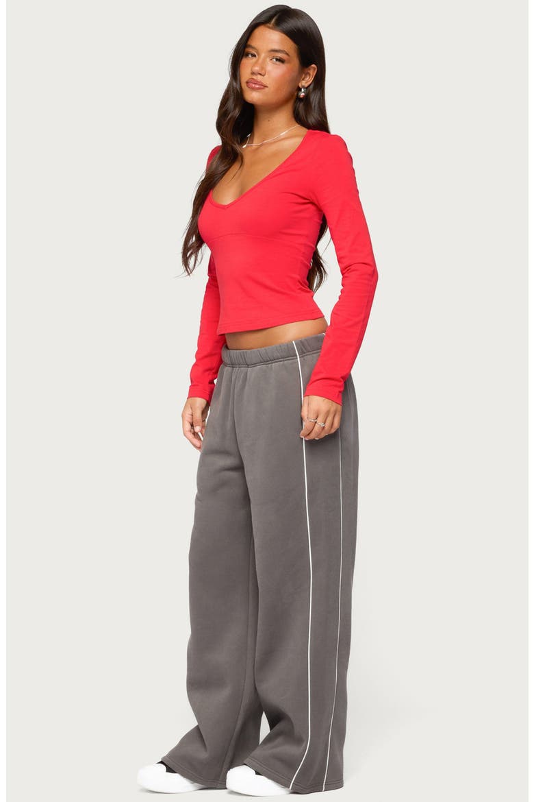 Autumn Piped Wide Leg Sweatpants, Alternate, color, CHARCOAL