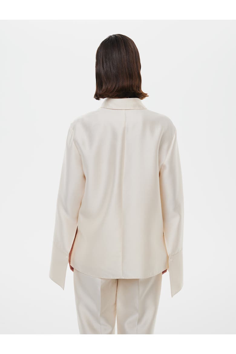 Silk-Wool Blend Fitted Shirt, Alternate, color, Cream White