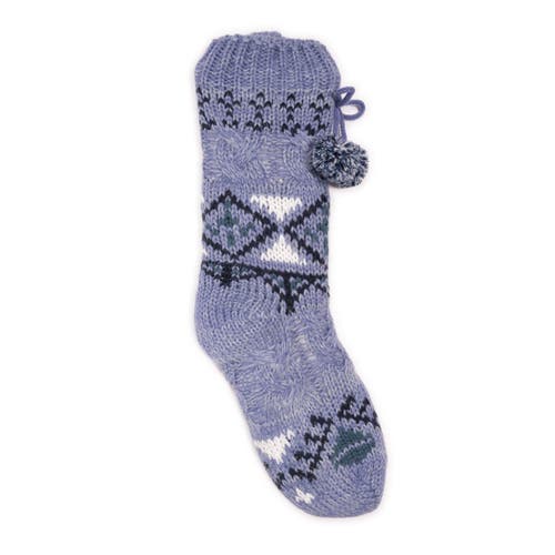 Muk Luks Chunky Fairisle Cabin Sock In Blue