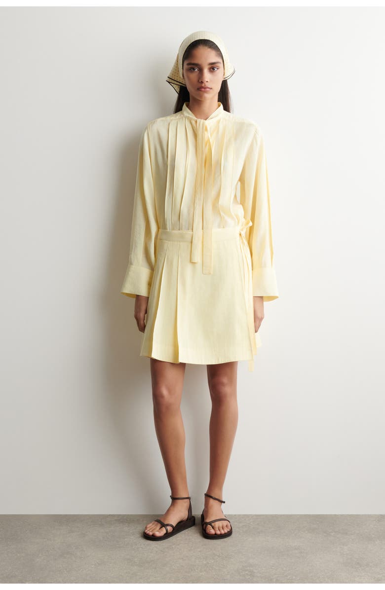COS Pleated Mini Wrap Skirt, Main, color, Butter Yellow