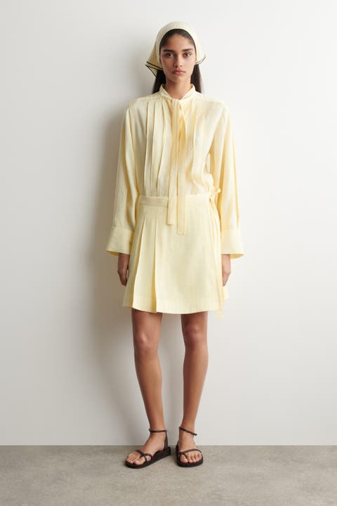 Pleated Mini Wrap Skirt