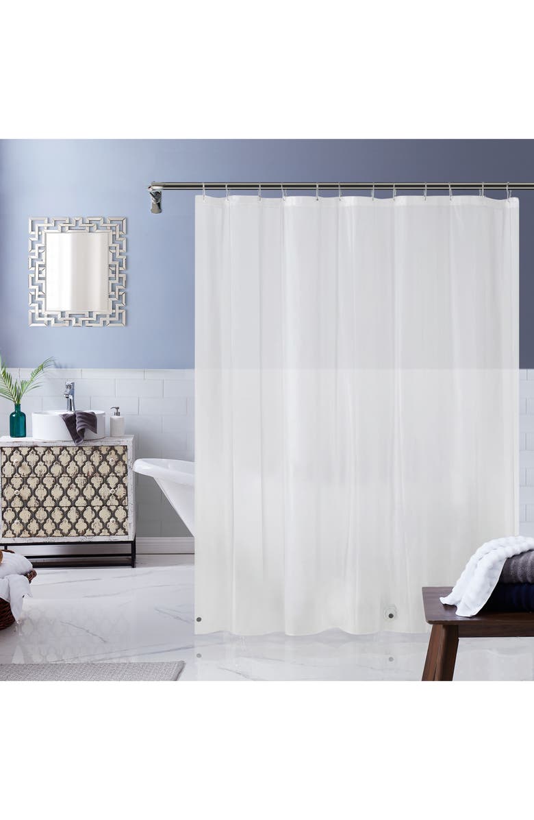 DAINTY HOME White Linear Shower Curtain, Main, color, White