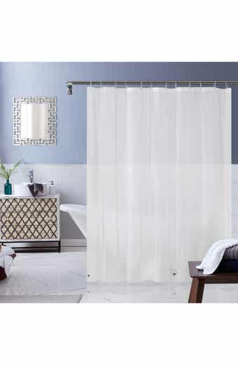 DAINTY HOME White Linear Shower Curtain