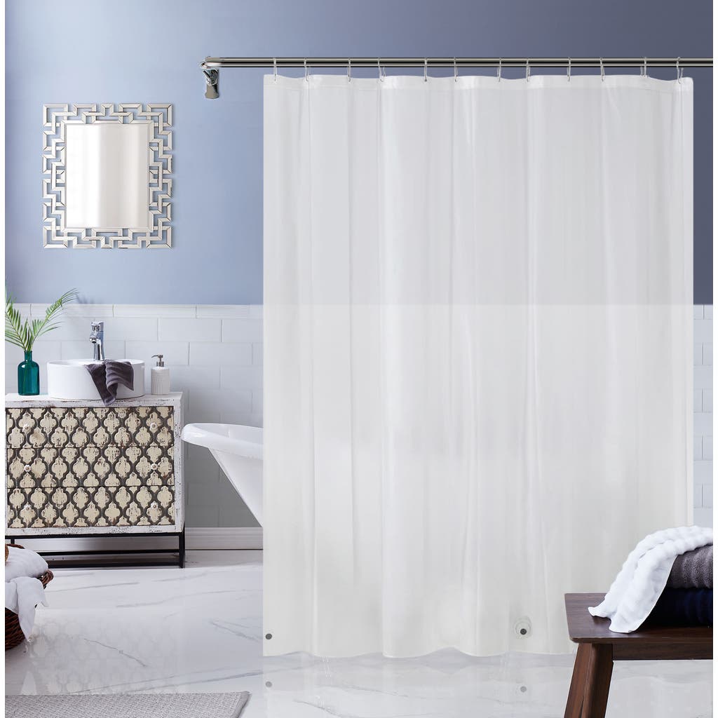 Dainty Home White Linear Shower Curtain In White