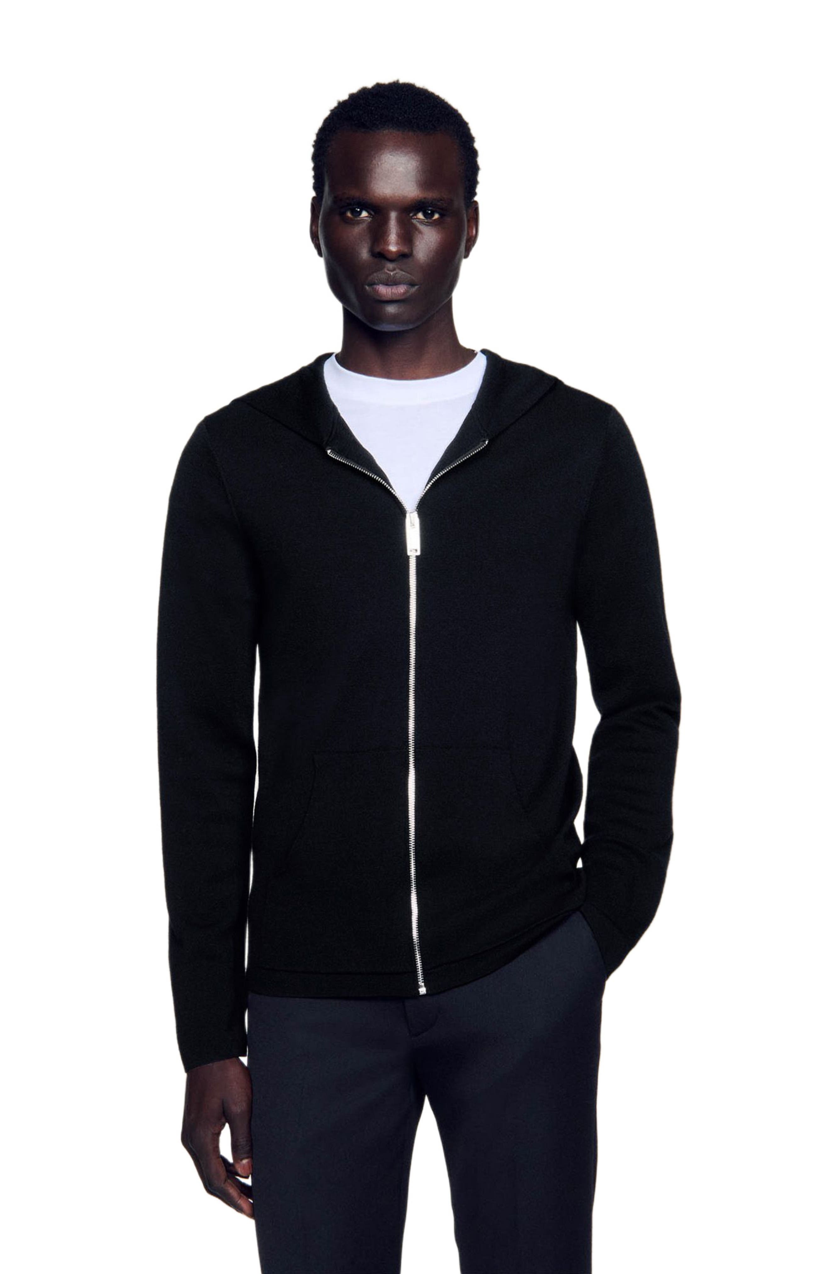 Zipped cardigan with hood