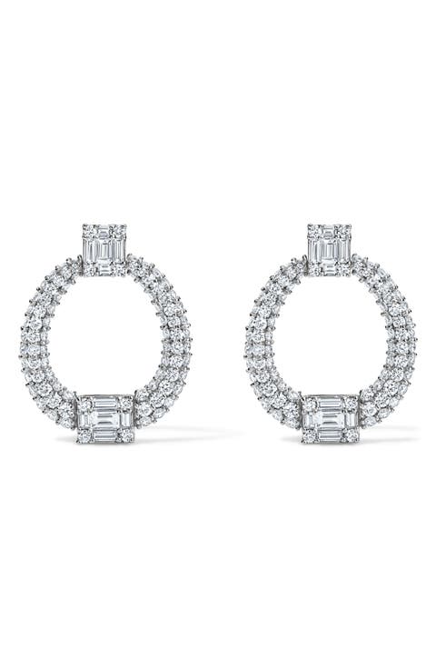 18k Gold Diamond Doorknocker Drop Earrings