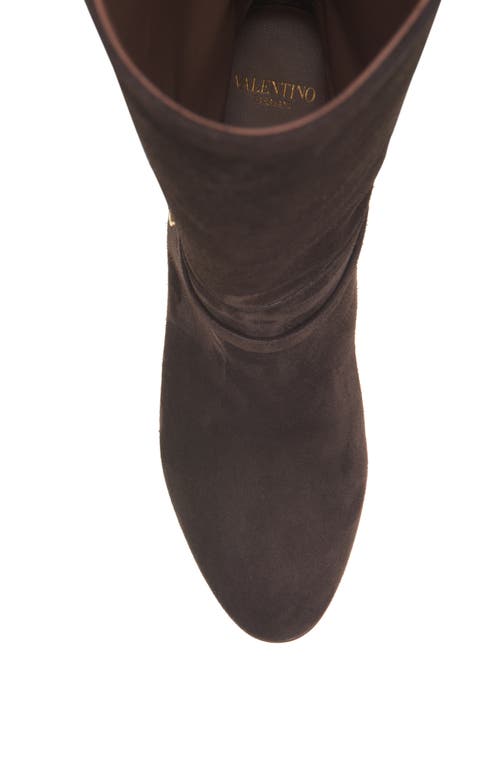 Valentino Garavani Pattie Crust Leather Boot 75mm Woman Brown 42