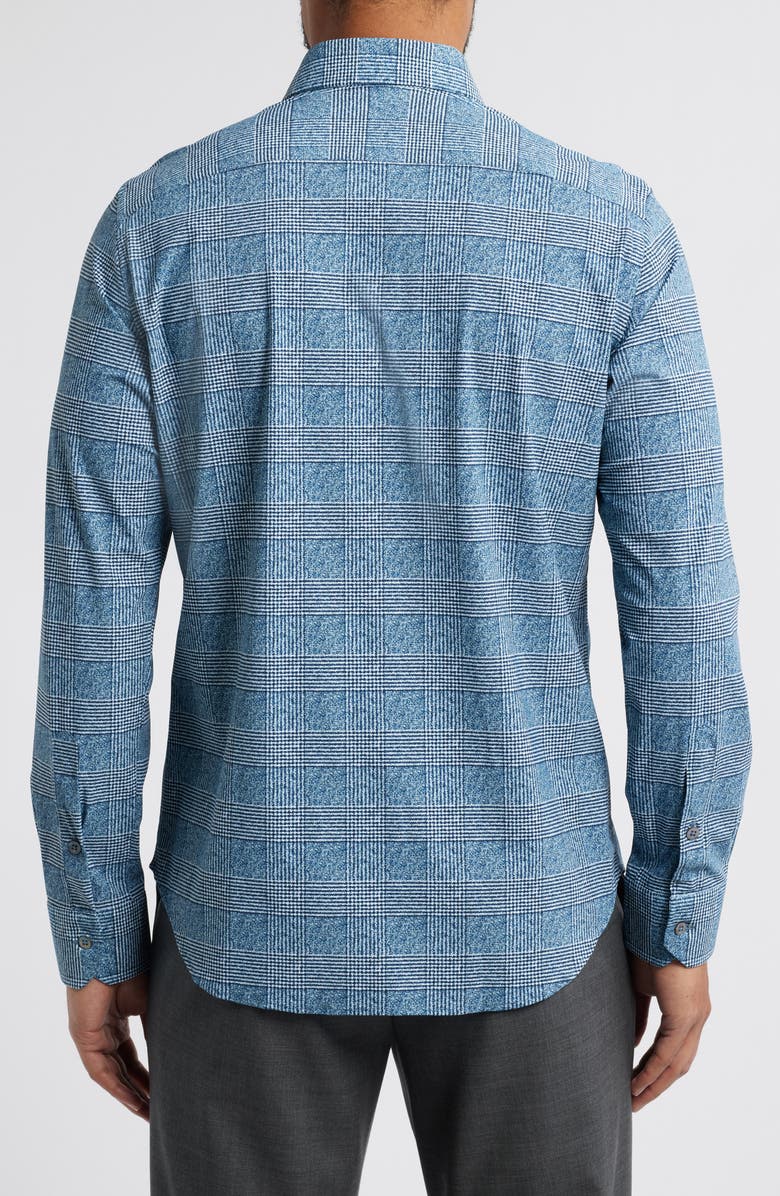 Zanella Downing Glen Plaid Knit Nylon Blend Dress Shirt, Alternate, color, Navy