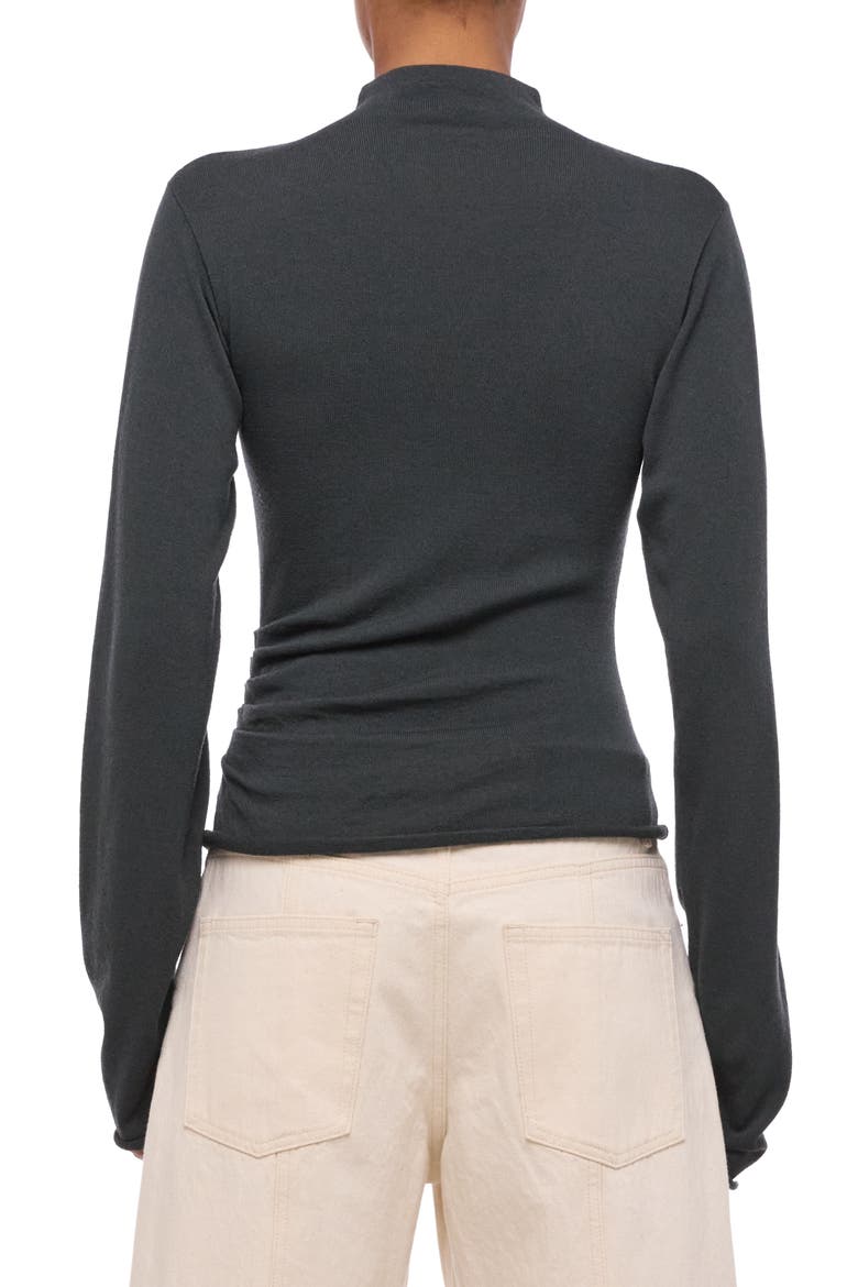 Cutout Wool Blend Rib Sweater, Alternate, color, FOREST NIGHT