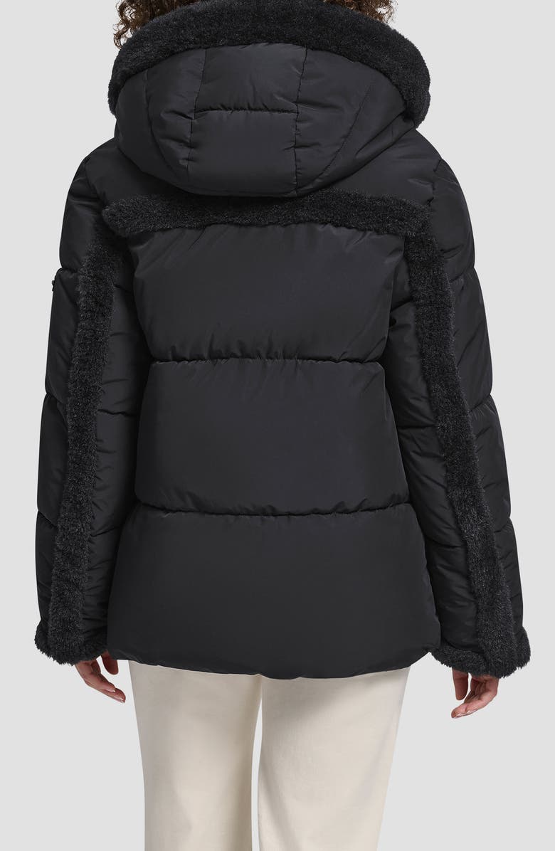 DKNY Faux Fur Spill Hooded Puffer Jacket, Alternate, color, 
