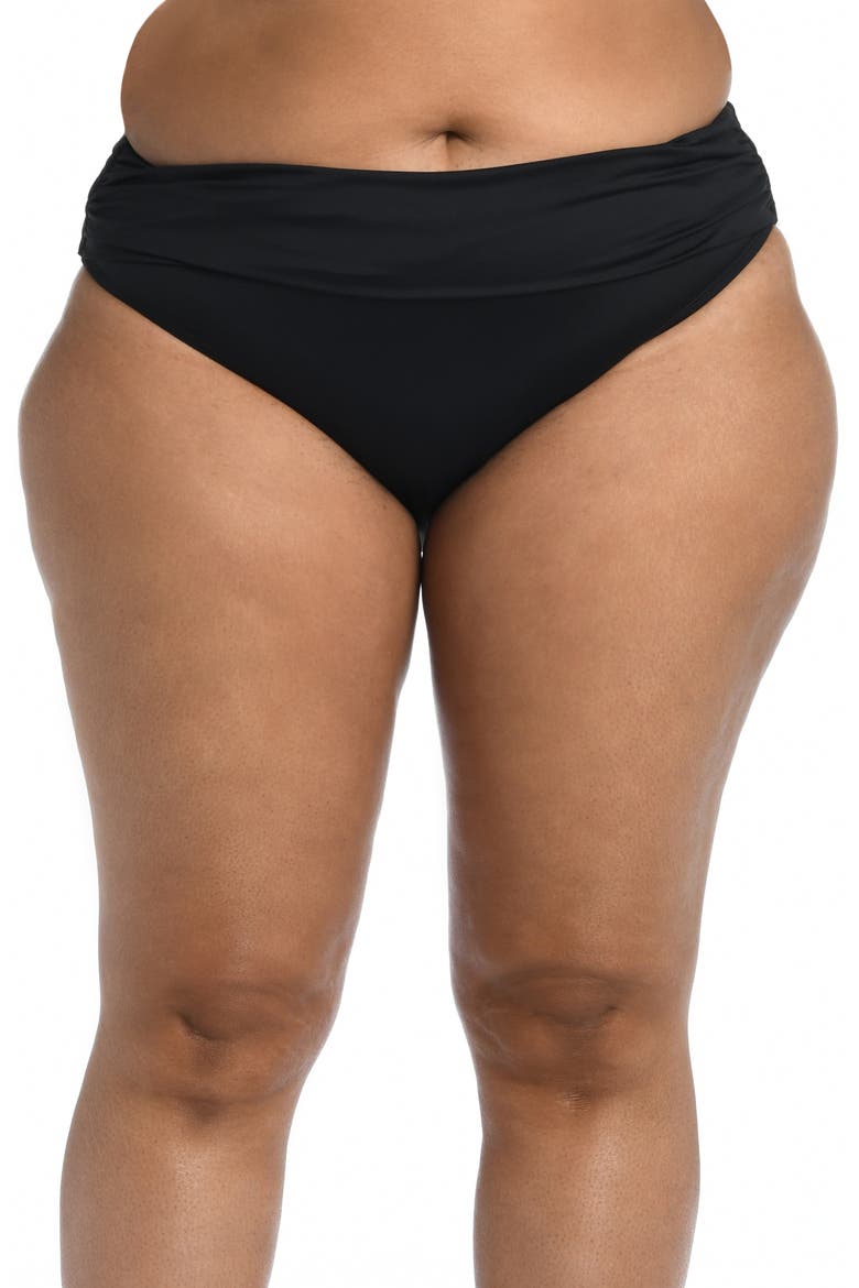 Shirred Banded Hipster Bikini Bottoms, Main, color, BLACK