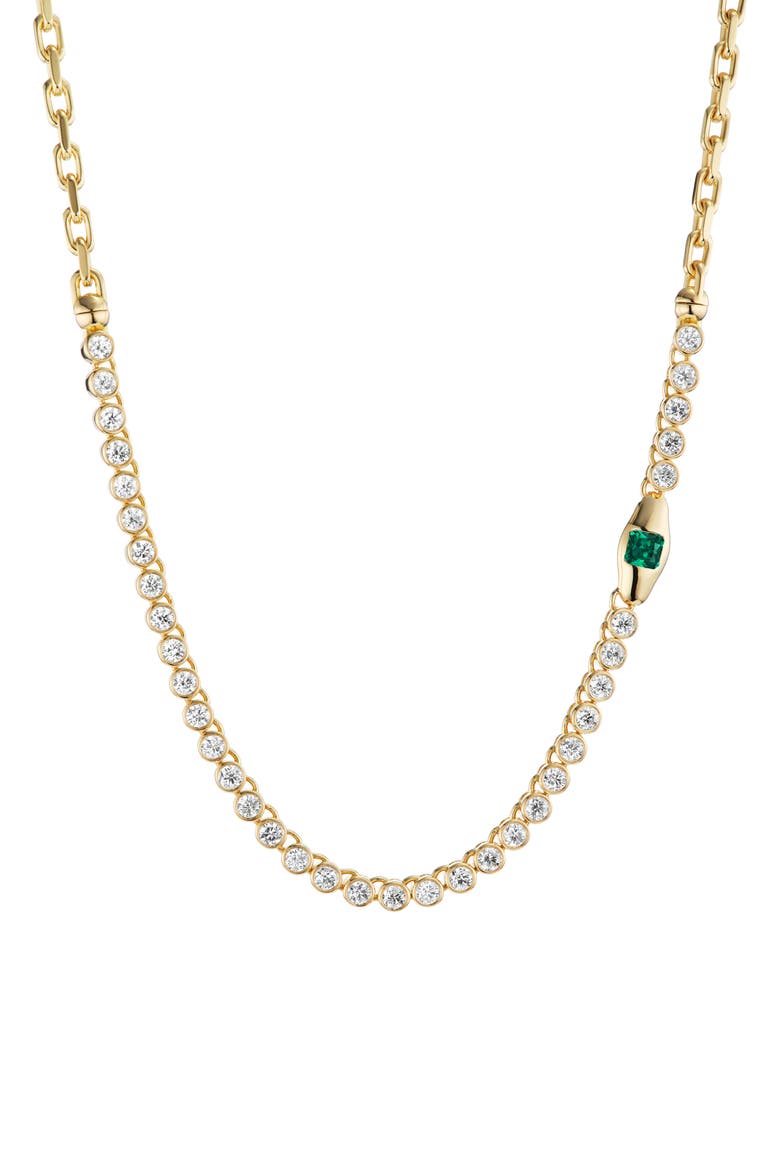 Vessel Diamond Tennis Necklace, Main, color, YELLOW GOLD/RHODIUM