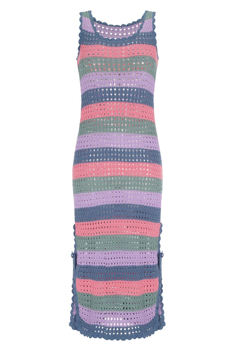 Sami Multicolor Crochet Sleeveless Cover-Up Dress, Alternate, color, MULTICOLOR PURPLE