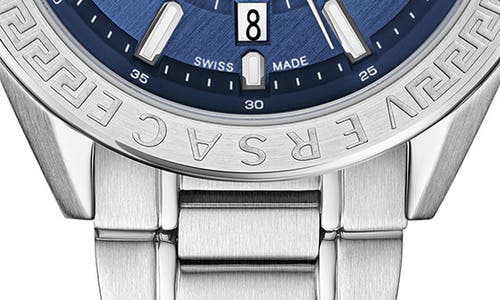 Versace V-code Gmt Watch, 42mm In Silver