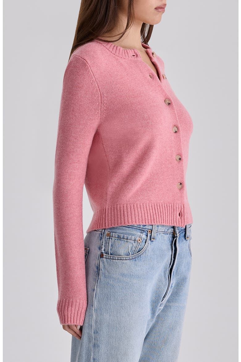 Signature Flamingo Pink Merino Wool Blend Cardigan, Alternate, color, FLAMINGO PINK