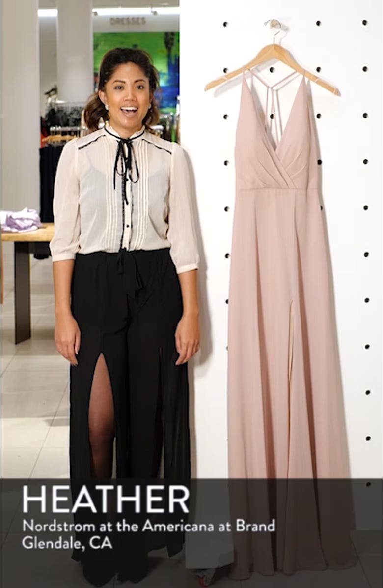 Bryce Surplice V-Neck Chiffon Evening Dress, sales video thumbnail