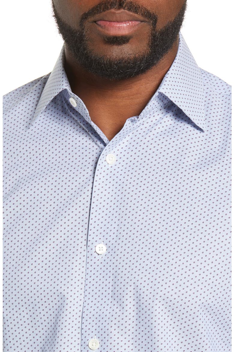 Trim Fit Geo Print Stretch Cotton Dress Shirt, Alternate, color, POWELL SHY VIOLET