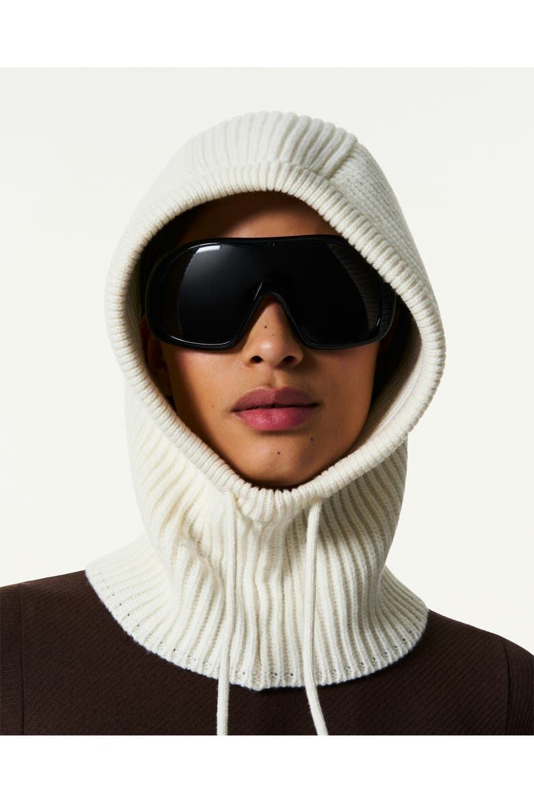 Wool & Cashmere Cable-knit Hood, Alternate, color, Snow White