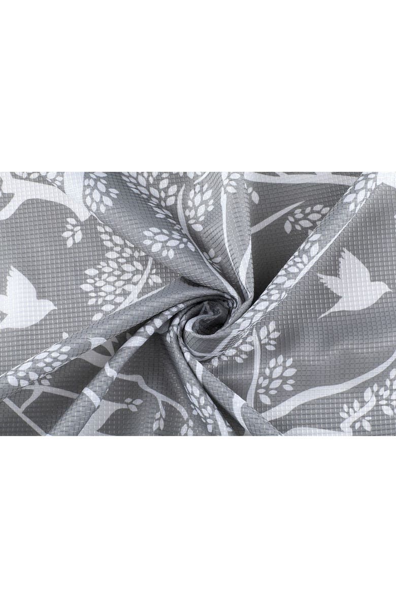 DAINTY HOME Birds Breeze Textured Waffle Weave Shower Curtain, Alternate, color, Silver