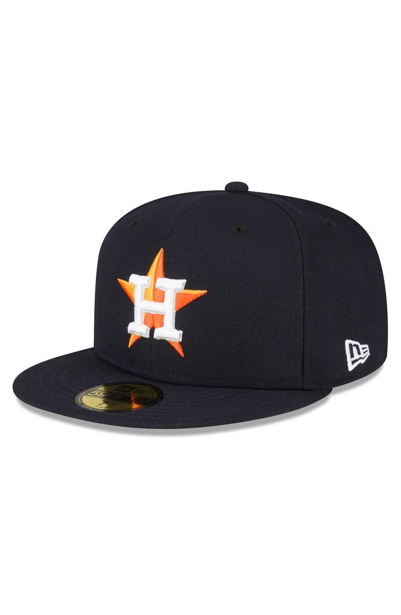 New Era Men's New Era Navy Houston Astros Throwback Authentic Collection 59FIFTY Fitted Hat, Main, color,