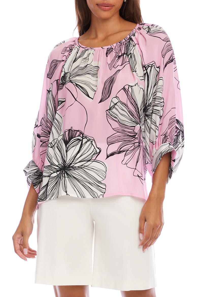 Floral Blouson Sleeve Top, Main, color, PINK PRINT