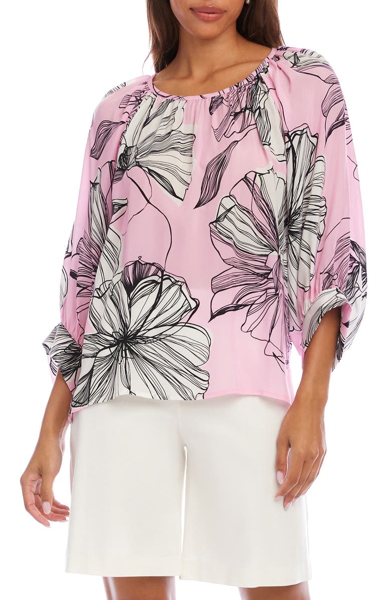 Karen Kane Floral Blouson Sleeve Top, Main, color, Pink Print
