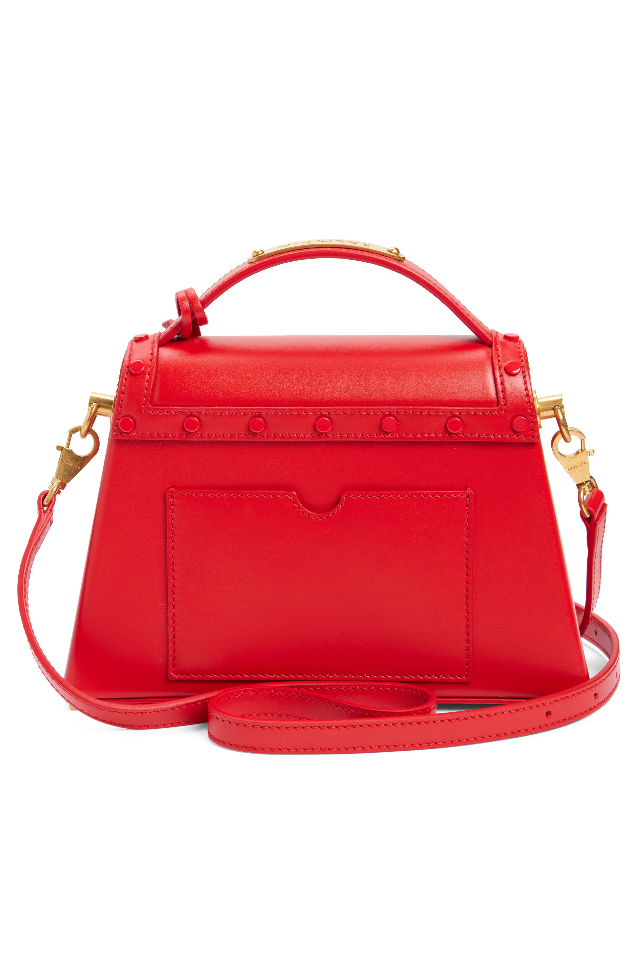 Balmain B-Buzz Dynasty Box Leather Top Handle Bag, Alternate, color, 