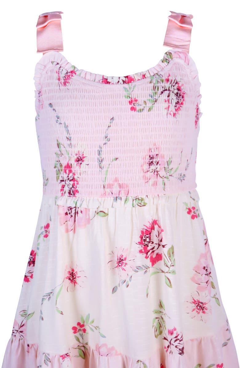 Zunie Kids' Tie Shoulder Smocked Sundress, Alternate, color, Blush Multi