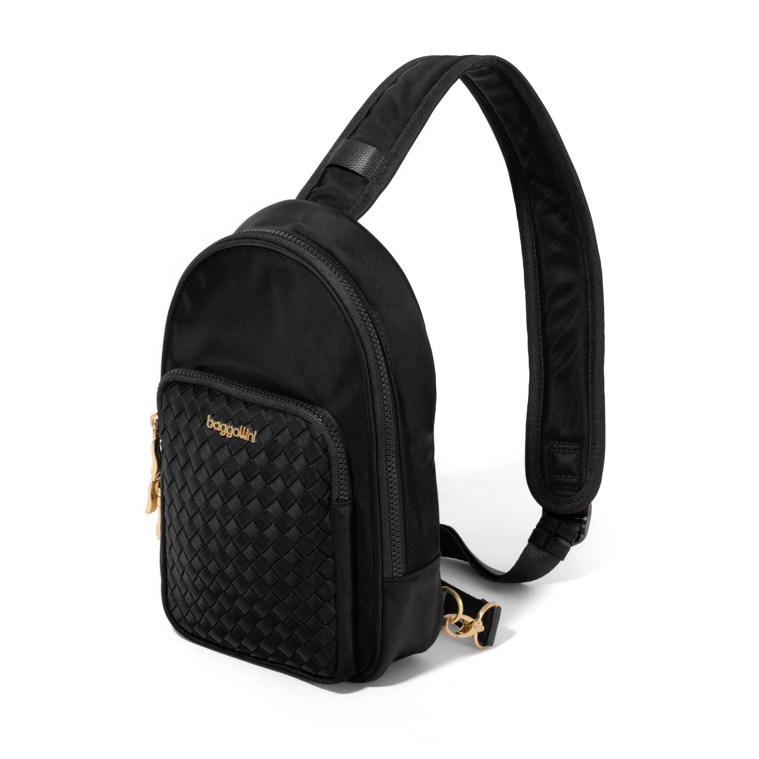 BAGGALLINI Waverly Woven Sling, Alternate, color, Black Woven Twill