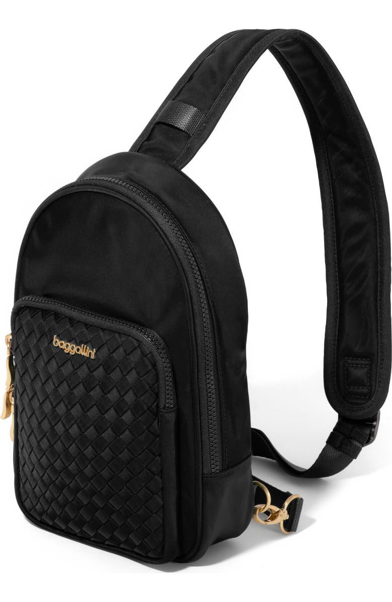 BAGGALLINI Waverly Woven Sling, Alternate, color, Black Woven Twill