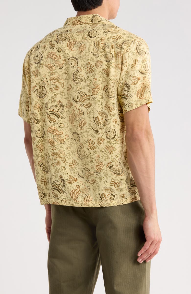 BUCK MASON Draped Linen Deuce Coupe Camp Shirt, Alternate, color, Sand Dune