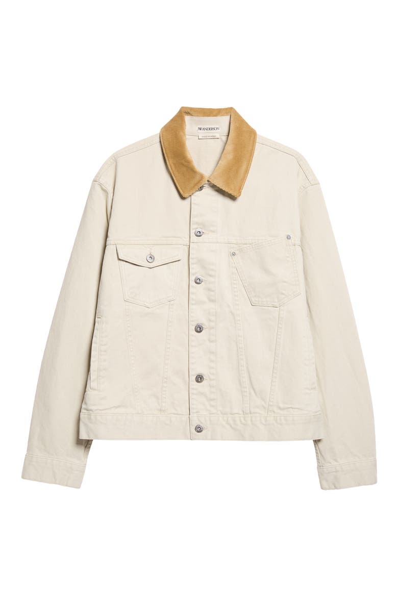 Corduroy Collar Denim Trucker Jacket, Main, color, ECRU