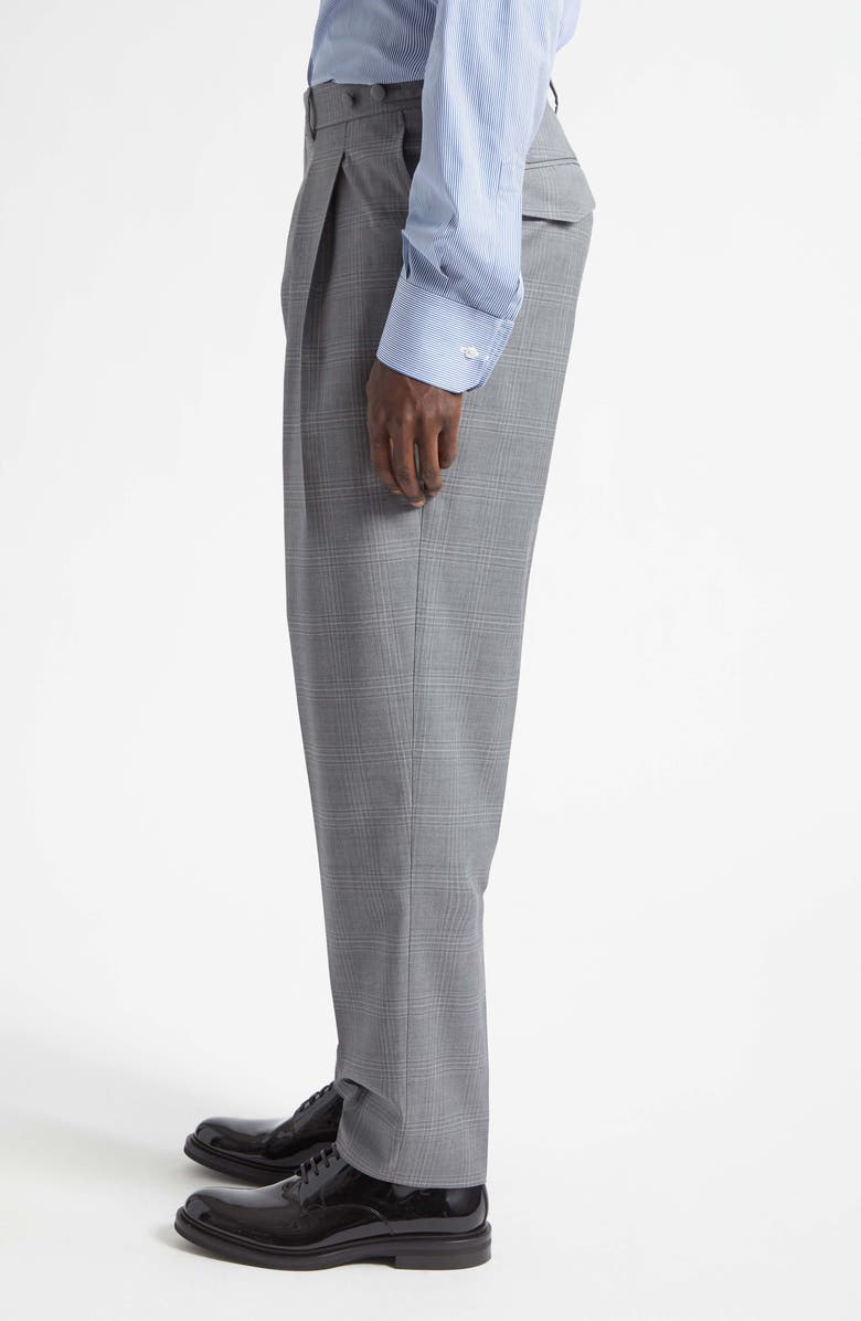 Dolce&Gabbana Cavallo Pleated Plaid Virgin Wool Pants, Alternate, color, Quadri-Check-Tartan