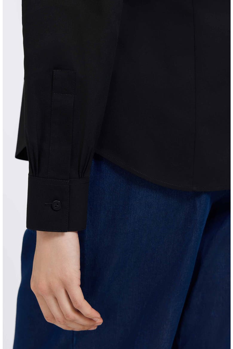 June Stretch Cotton Blend Button-Up Shirt, Alternate, color, BLACK