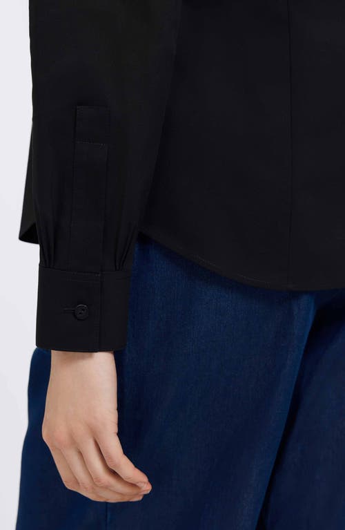Foxcroft June Stretch Cotton Blend Button-up Shirt In Black
