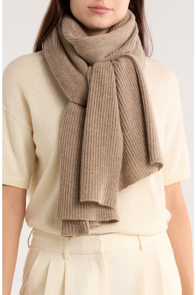 Cashmere Ribbed Wrap Scarf, Main, color, NILE BROWN