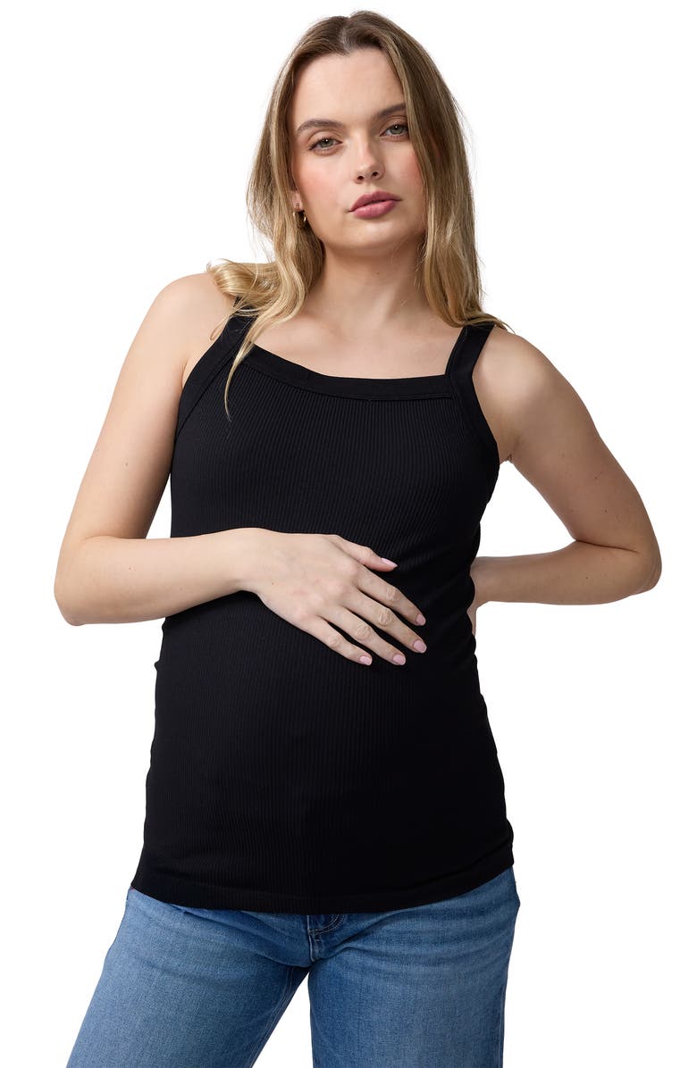 Ingrid & Isabel Rib Seamless Fashion Tank, Main, color, Black