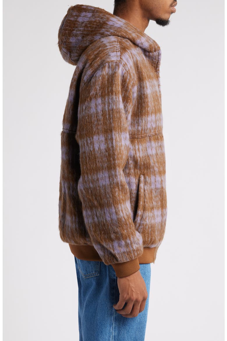 Hooded Heavyweight Plaid Work Jacket, Alternate, color, BRICK / DUSK