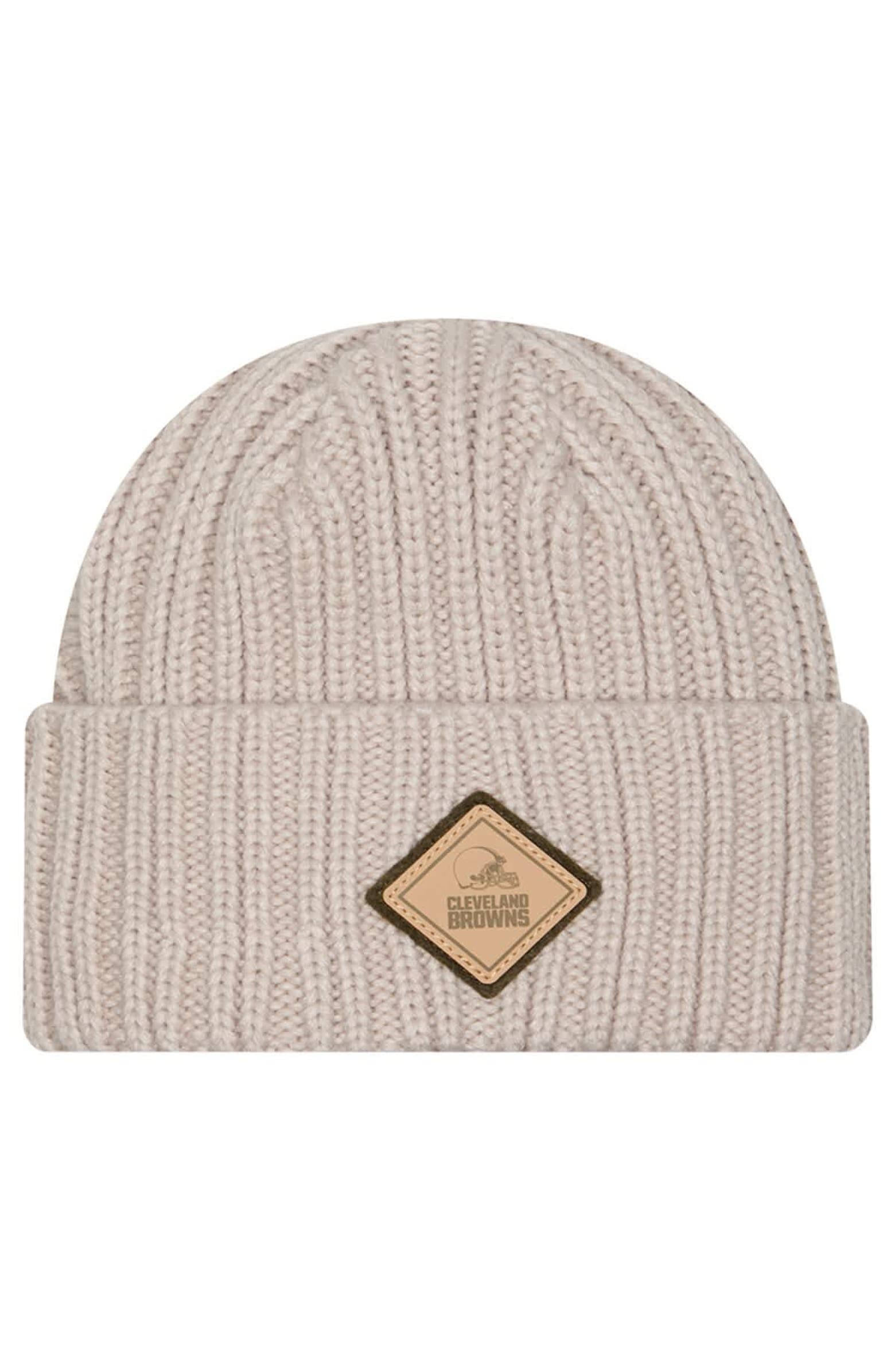 New Era Men s New Era Light Beige Cleveland Browns Logo Applique Cuffed new-era-men-s-new-era-light-beige-cleveland-browns-logo-applique-cuffed