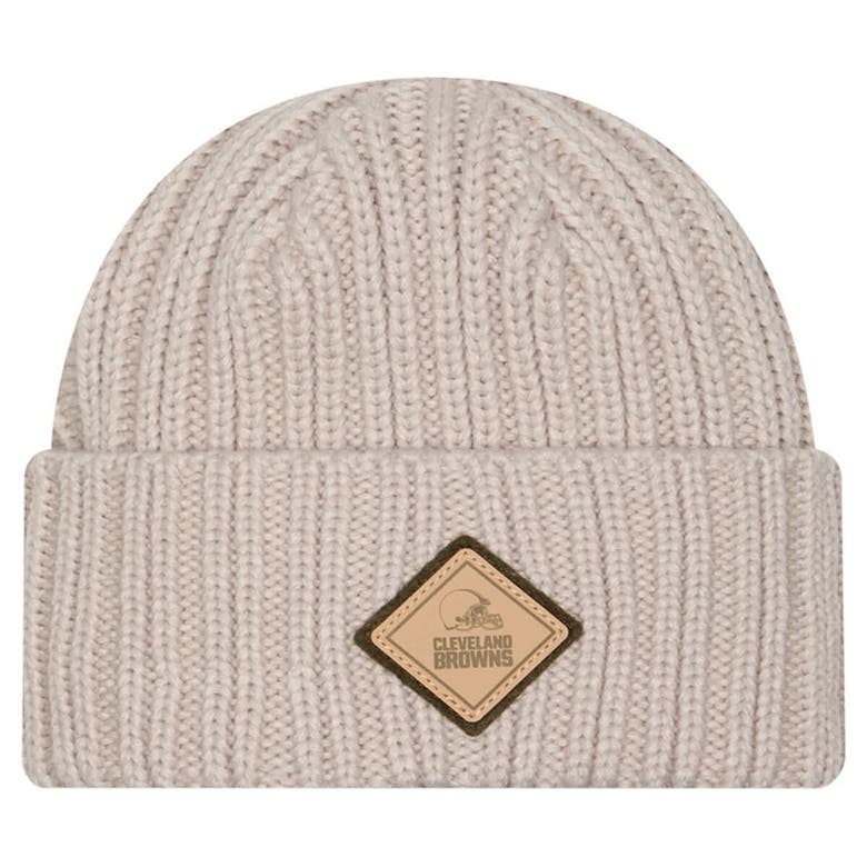 New Era Men s New Era Light Beige Cleveland Browns Logo Applique Cuffed New Era Men s New Era Light Beige Cleveland Browns Logo Applique Cuffed